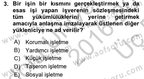 İş Hayatında Standartlar Dersi 2016 - 2017 Yılı 3 Ders Sınav Soruları 3. Soru