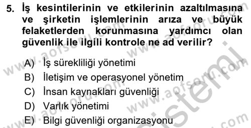 İş Hayatında Standartlar Dersi 2016 - 2017 Yılı 3 Ders Sınav Soruları 5. Soru