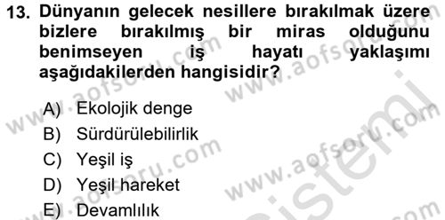 İş Hayatında Standartlar Dersi 2016 - 2017 Yılı (Vize) Ara Sınav Soruları 13. Soru