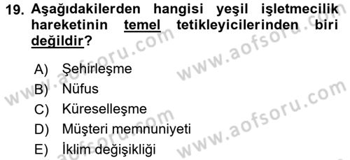 İş Hayatında Standartlar Dersi 2016 - 2017 Yılı (Vize) Ara Sınav Soruları 19. Soru