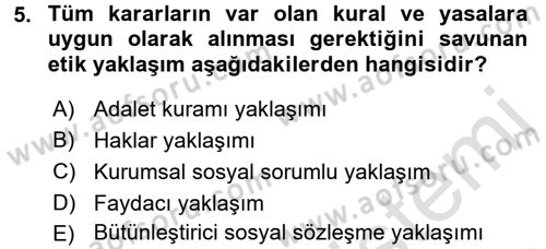 İş Hayatında Standartlar Dersi 2016 - 2017 Yılı (Vize) Ara Sınav Soruları 5. Soru