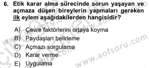 İş Hayatında Standartlar Dersi 2016 - 2017 Yılı (Vize) Ara Sınav Soruları 6. Soru