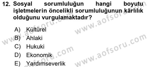 İş Hayatında Standartlar Dersi 2016 - 2017 Yılı (Final) Dönem Sonu Sınav Soruları 12. Soru