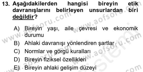İş Hayatında Standartlar Dersi 2016 - 2017 Yılı (Final) Dönem Sonu Sınav Soruları 13. Soru