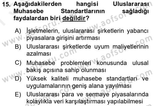 İş Hayatında Standartlar Dersi 2016 - 2017 Yılı (Final) Dönem Sonu Sınav Soruları 15. Soru