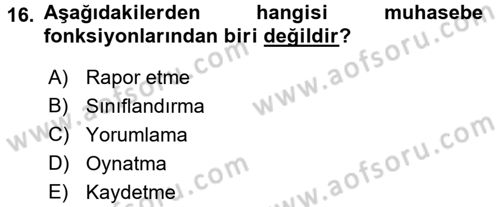 İş Hayatında Standartlar Dersi 2016 - 2017 Yılı (Final) Dönem Sonu Sınav Soruları 16. Soru