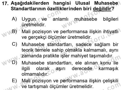 İş Hayatında Standartlar Dersi 2016 - 2017 Yılı (Final) Dönem Sonu Sınav Soruları 17. Soru