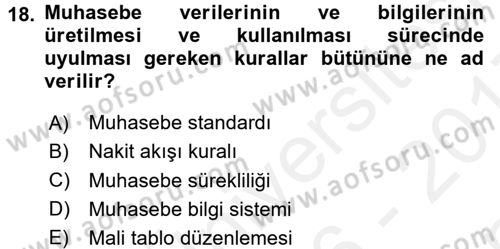 İş Hayatında Standartlar Dersi 2016 - 2017 Yılı (Final) Dönem Sonu Sınav Soruları 18. Soru