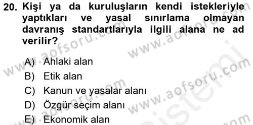 İş Hayatında Standartlar Dersi 2016 - 2017 Yılı (Final) Dönem Sonu Sınav Soruları 20. Soru