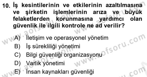 İş Hayatında Standartlar Dersi 2017 - 2018 Yılı 3 Ders Sınav Soruları 10. Soru