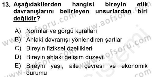 İş Hayatında Standartlar Dersi 2017 - 2018 Yılı 3 Ders Sınav Soruları 13. Soru