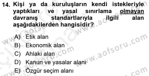 İş Hayatında Standartlar Dersi 2017 - 2018 Yılı 3 Ders Sınav Soruları 14. Soru