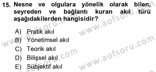 İş Hayatında Standartlar Dersi 2017 - 2018 Yılı 3 Ders Sınav Soruları 15. Soru