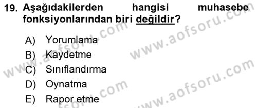 İş Hayatında Standartlar Dersi 2017 - 2018 Yılı 3 Ders Sınav Soruları 19. Soru