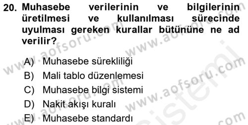 İş Hayatında Standartlar Dersi 2017 - 2018 Yılı 3 Ders Sınav Soruları 20. Soru