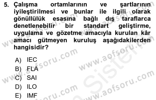 İş Hayatında Standartlar Dersi 2017 - 2018 Yılı 3 Ders Sınav Soruları 5. Soru
