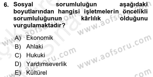 İş Hayatında Standartlar Dersi 2017 - 2018 Yılı 3 Ders Sınav Soruları 6. Soru