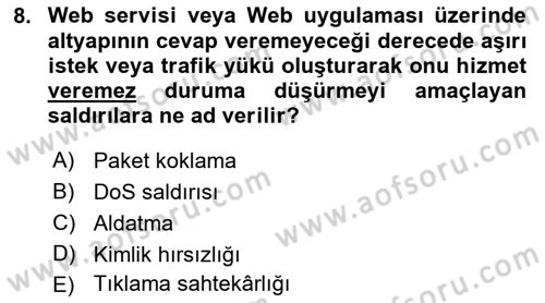 İş Hayatında Standartlar Dersi 2017 - 2018 Yılı 3 Ders Sınav Soruları 8. Soru