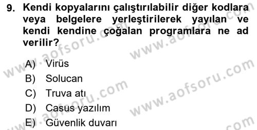 İş Hayatında Standartlar Dersi 2017 - 2018 Yılı 3 Ders Sınav Soruları 9. Soru