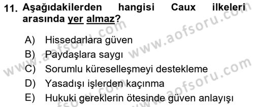 İş Hayatında Standartlar Dersi 2017 - 2018 Yılı (Vize) Ara Sınav Soruları 11. Soru
