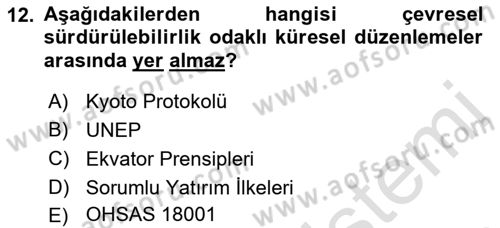 İş Hayatında Standartlar Dersi 2017 - 2018 Yılı (Vize) Ara Sınav Soruları 12. Soru