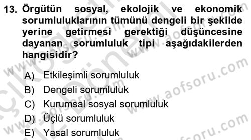 İş Hayatında Standartlar Dersi 2017 - 2018 Yılı (Vize) Ara Sınav Soruları 13. Soru