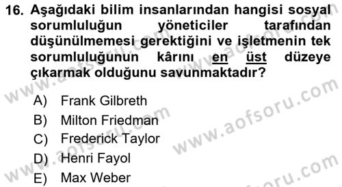 İş Hayatında Standartlar Dersi 2017 - 2018 Yılı (Vize) Ara Sınav Soruları 16. Soru