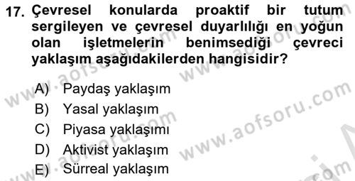 İş Hayatında Standartlar Dersi 2017 - 2018 Yılı (Vize) Ara Sınav Soruları 17. Soru