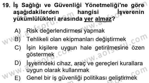 İş Hayatında Standartlar Dersi 2017 - 2018 Yılı (Vize) Ara Sınav Soruları 19. Soru