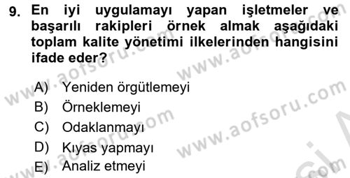 İş Hayatında Standartlar Dersi 2017 - 2018 Yılı (Vize) Ara Sınav Soruları 9. Soru