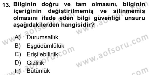 İş Hayatında Standartlar Dersi 2017 - 2018 Yılı (Final) Dönem Sonu Sınav Soruları 13. Soru