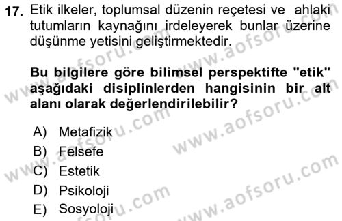 İş Hayatında Standartlar Dersi 2017 - 2018 Yılı (Final) Dönem Sonu Sınav Soruları 17. Soru