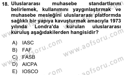 İş Hayatında Standartlar Dersi 2017 - 2018 Yılı (Final) Dönem Sonu Sınav Soruları 18. Soru