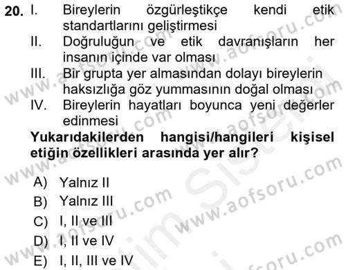 İş Hayatında Standartlar Dersi 2017 - 2018 Yılı (Final) Dönem Sonu Sınav Soruları 20. Soru