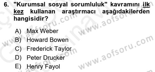 İş Hayatında Standartlar Dersi 2017 - 2018 Yılı (Final) Dönem Sonu Sınav Soruları 6. Soru