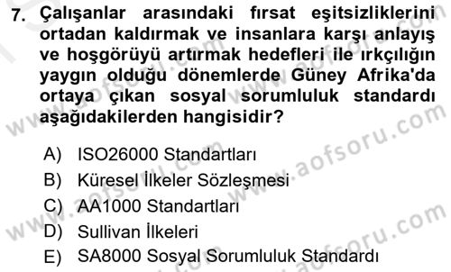 İş Hayatında Standartlar Dersi 2017 - 2018 Yılı (Final) Dönem Sonu Sınav Soruları 7. Soru