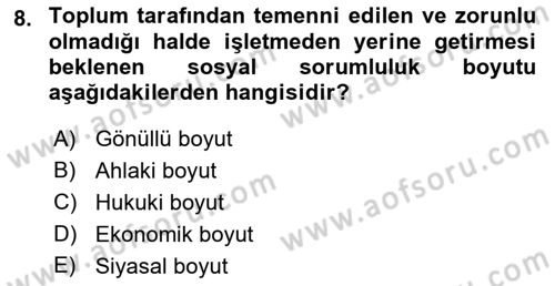 İş Hayatında Standartlar Dersi 2017 - 2018 Yılı (Final) Dönem Sonu Sınav Soruları 8. Soru