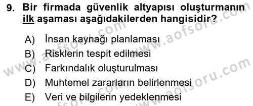 İş Hayatında Standartlar Dersi 2017 - 2018 Yılı (Final) Dönem Sonu Sınav Soruları 9. Soru