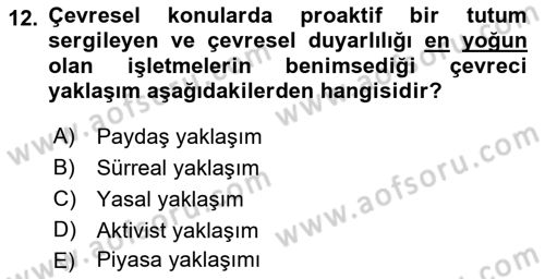 İş Hayatında Standartlar Dersi 2018 - 2019 Yılı (Vize) Ara Sınav Soruları 12. Soru