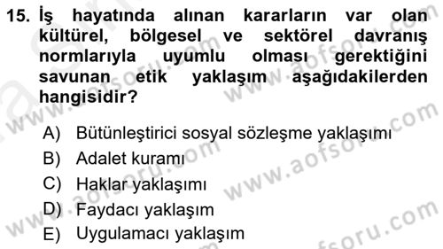 İş Hayatında Standartlar Dersi 2018 - 2019 Yılı (Vize) Ara Sınav Soruları 15. Soru