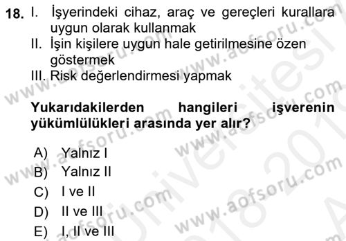 İş Hayatında Standartlar Dersi 2018 - 2019 Yılı (Vize) Ara Sınav Soruları 18. Soru
