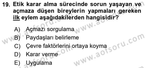 İş Hayatında Standartlar Dersi 2018 - 2019 Yılı (Vize) Ara Sınav Soruları 19. Soru