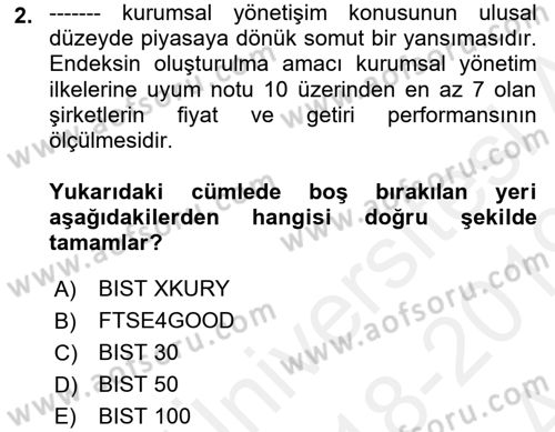 İş Hayatında Standartlar Dersi 2018 - 2019 Yılı (Vize) Ara Sınav Soruları 2. Soru
