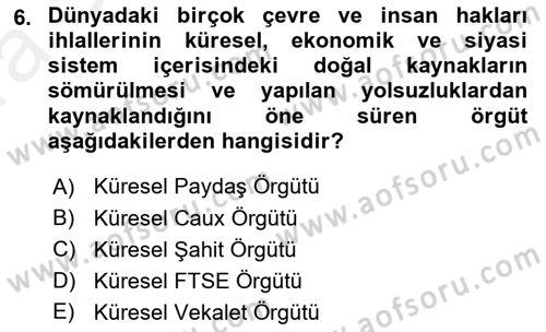 İş Hayatında Standartlar Dersi 2018 - 2019 Yılı (Vize) Ara Sınav Soruları 6. Soru