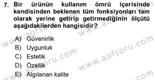 İş Hayatında Standartlar Dersi 2018 - 2019 Yılı (Vize) Ara Sınav Soruları 7. Soru
