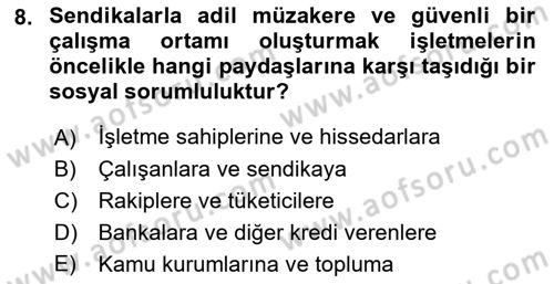 İş Hayatında Standartlar Dersi 2018 - 2019 Yılı (Vize) Ara Sınav Soruları 8. Soru
