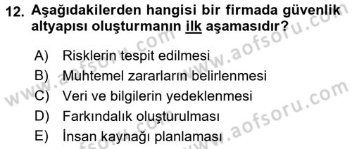 İş Hayatında Standartlar Dersi 2018 - 2019 Yılı (Final) Dönem Sonu Sınav Soruları 12. Soru