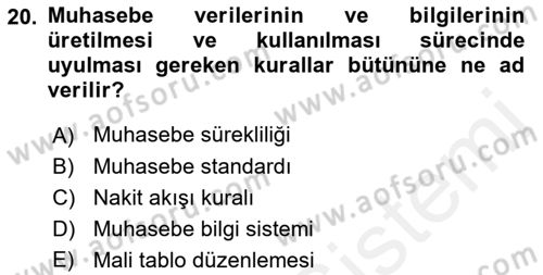 İş Hayatında Standartlar Dersi 2018 - 2019 Yılı (Final) Dönem Sonu Sınav Soruları 20. Soru