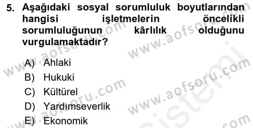 İş Hayatında Standartlar Dersi 2018 - 2019 Yılı (Final) Dönem Sonu Sınav Soruları 5. Soru
