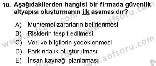İş Hayatında Standartlar Dersi 2018 - 2019 Yılı Yaz Okulu Sınav Soruları 10. Soru